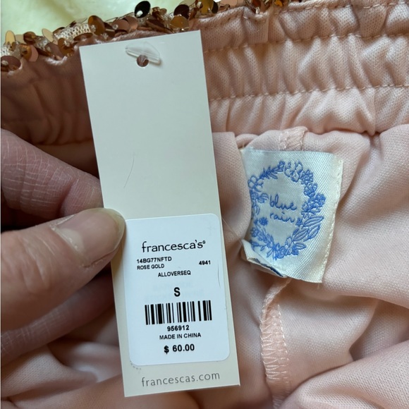 NWT Limited Edition Sequin Sparkly High Waisted Pants in Champagne - Francesca's - Picture 7 of 9